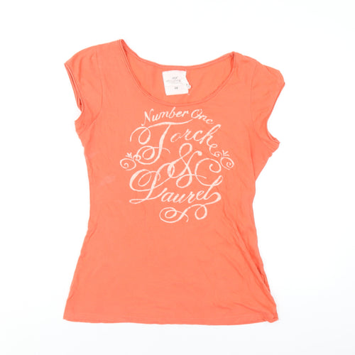 H&M Womens Orange Cotton Basic T-Shirt Size M Round Neck
