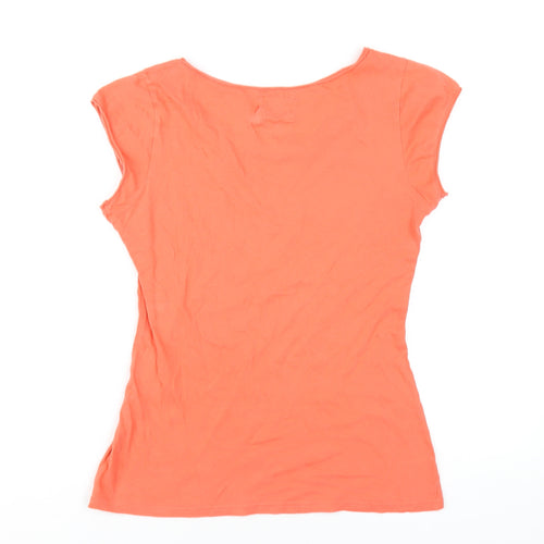 H&M Womens Orange Cotton Basic T-Shirt Size M Round Neck