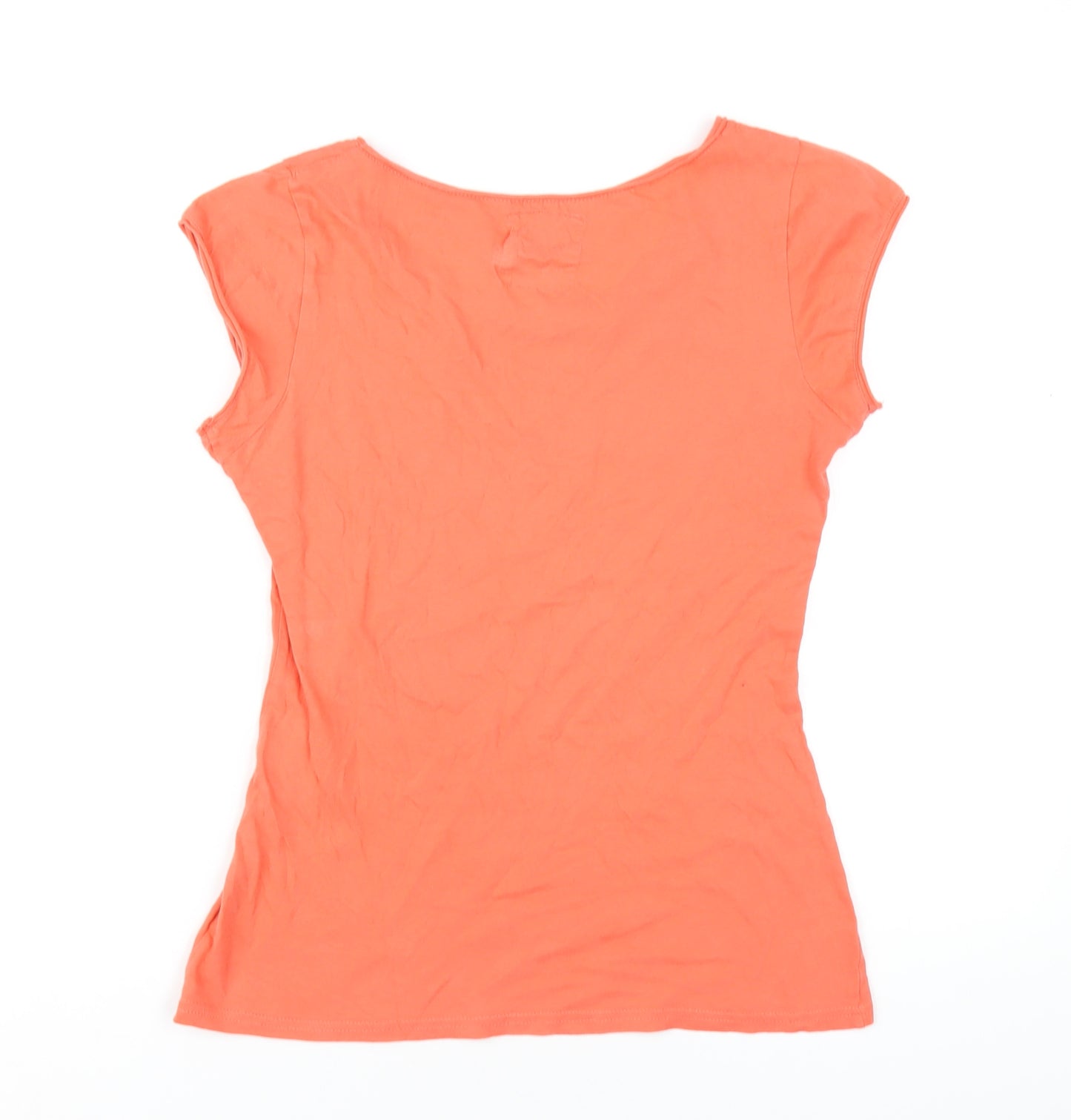 H&M Womens Orange Cotton Basic T-Shirt Size M Round Neck