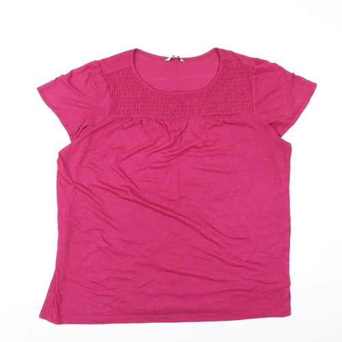 NEXT Womens Pink Viscose Basic T-Shirt Size 18 Round Neck