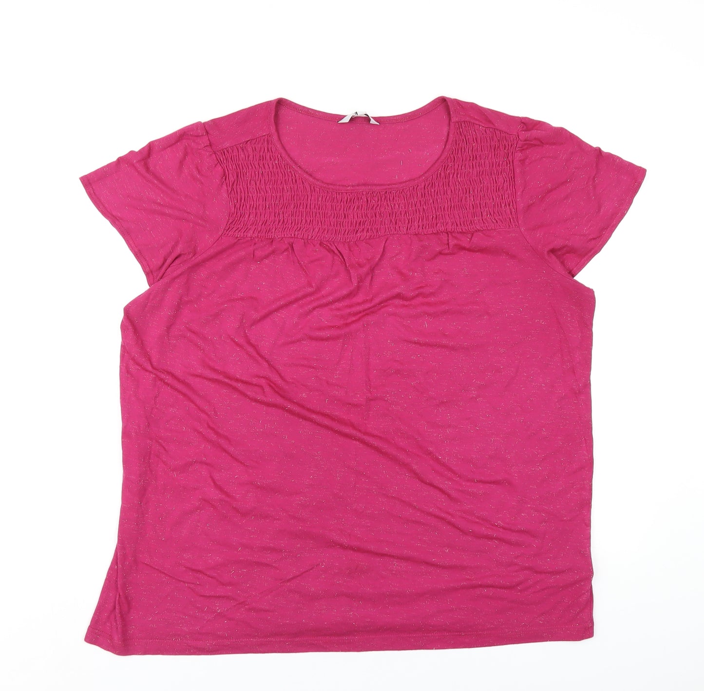 NEXT Womens Pink Viscose Basic T-Shirt Size 18 Round Neck