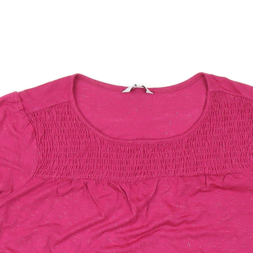 NEXT Womens Pink Viscose Basic T-Shirt Size 18 Round Neck