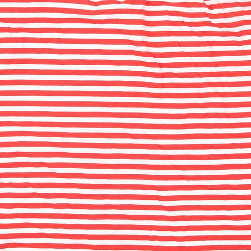 Zara Womens Red Striped Cotton Basic T-Shirt Size L Round Neck