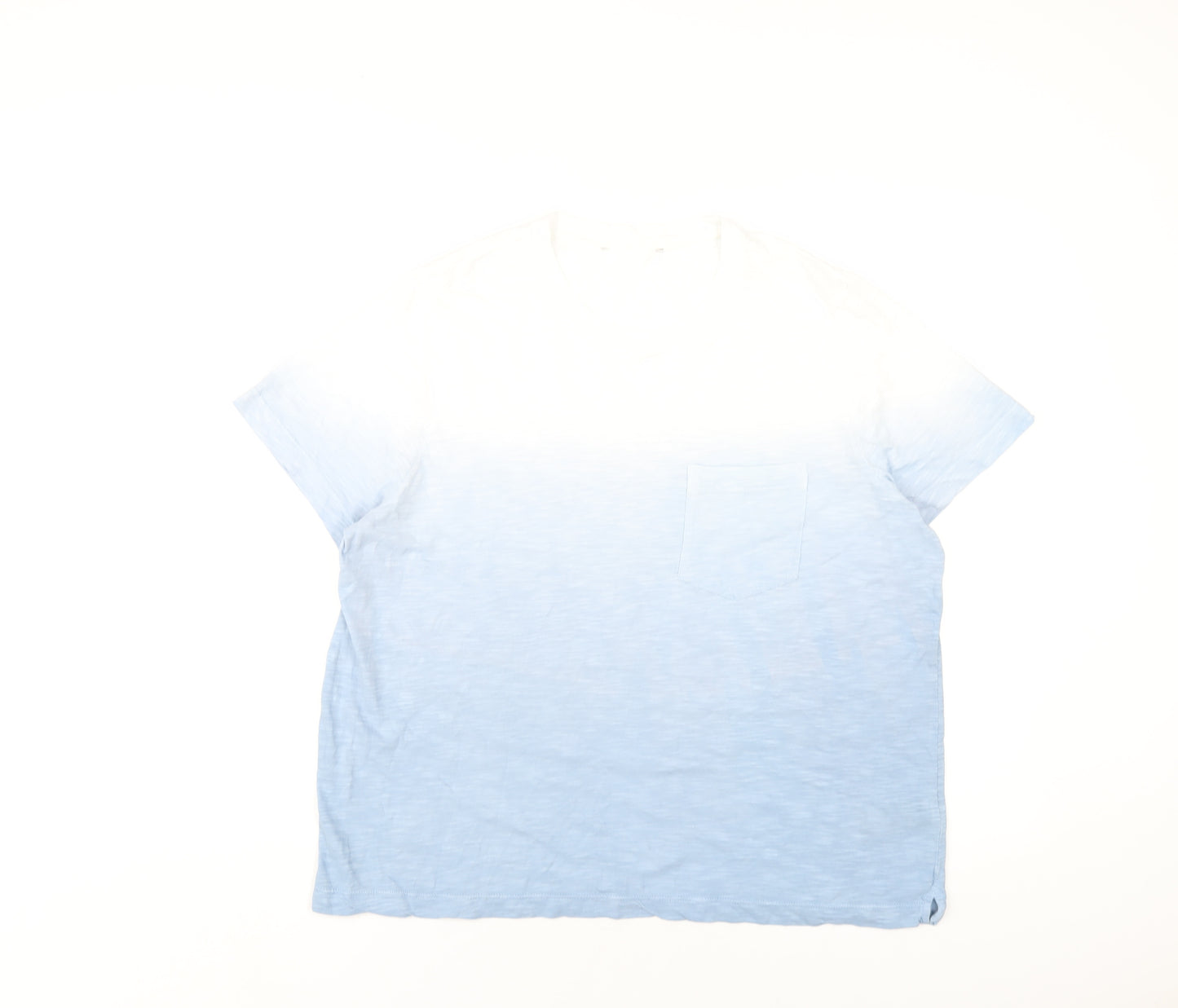 Marks and Spencer Womens Blue Cotton Basic T-Shirt Size 16 Round Neck