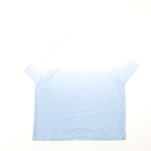 Marks and Spencer Womens Blue Cotton Basic T-Shirt Size 16 Round Neck