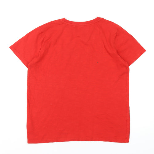 NEXT Boys Red Cotton Basic T-Shirt Size 14 Years Round Neck Pullover