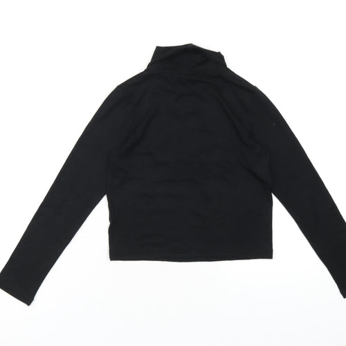 Beyond Retro Womens Black Polyester Basic T-Shirt Size S Roll Neck