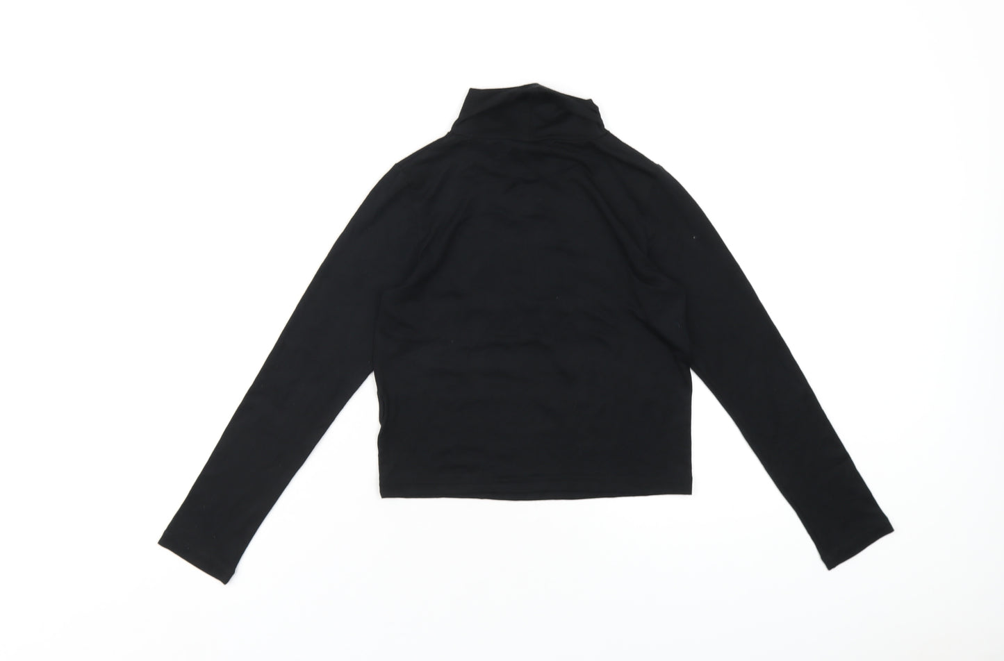 Beyond Retro Womens Black Polyester Basic T-Shirt Size S Roll Neck