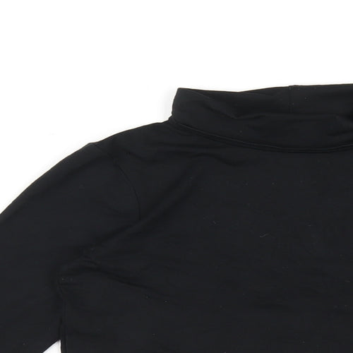 Beyond Retro Womens Black Polyester Basic T-Shirt Size S Roll Neck