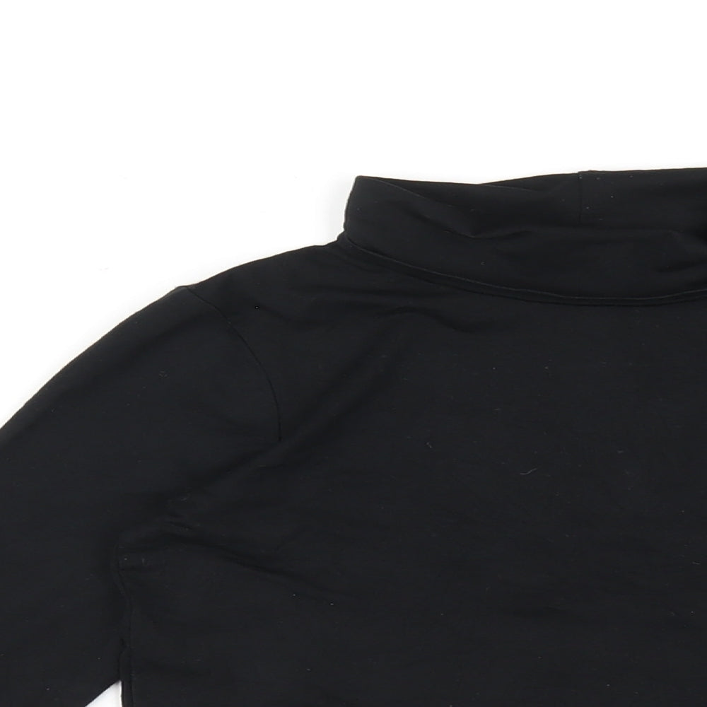 Beyond Retro Womens Black Polyester Basic T-Shirt Size S Roll Neck