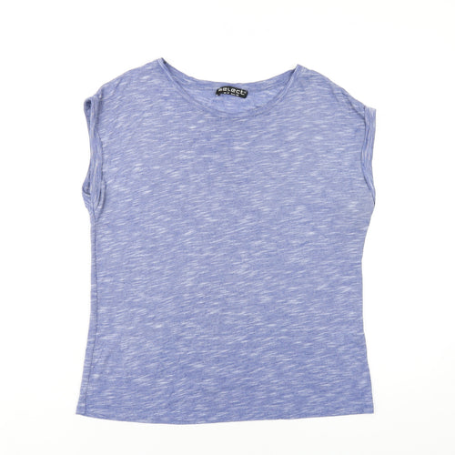 Select Womens Blue Polyester Basic T-Shirt Size 10 Round Neck