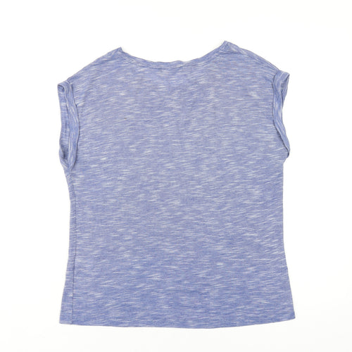 Select Womens Blue Polyester Basic T-Shirt Size 10 Round Neck