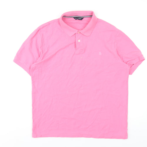 Marks and Spencer Mens Pink Cotton Polo Size M Collared Button