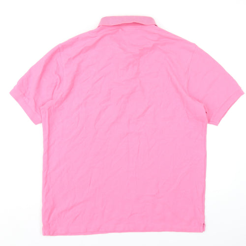 Marks and Spencer Mens Pink Cotton Polo Size M Collared Button