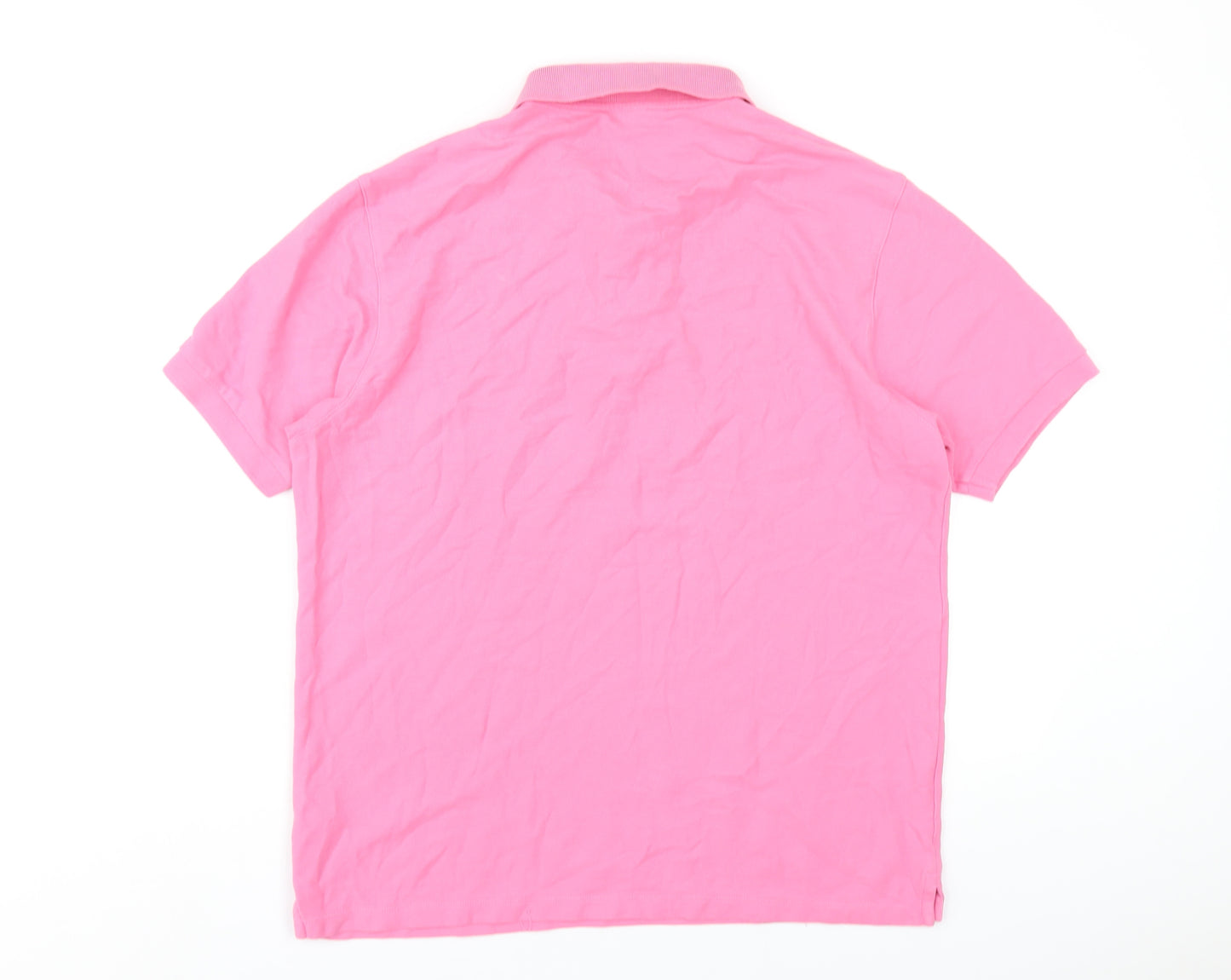 Marks and Spencer Mens Pink Cotton Polo Size M Collared Button