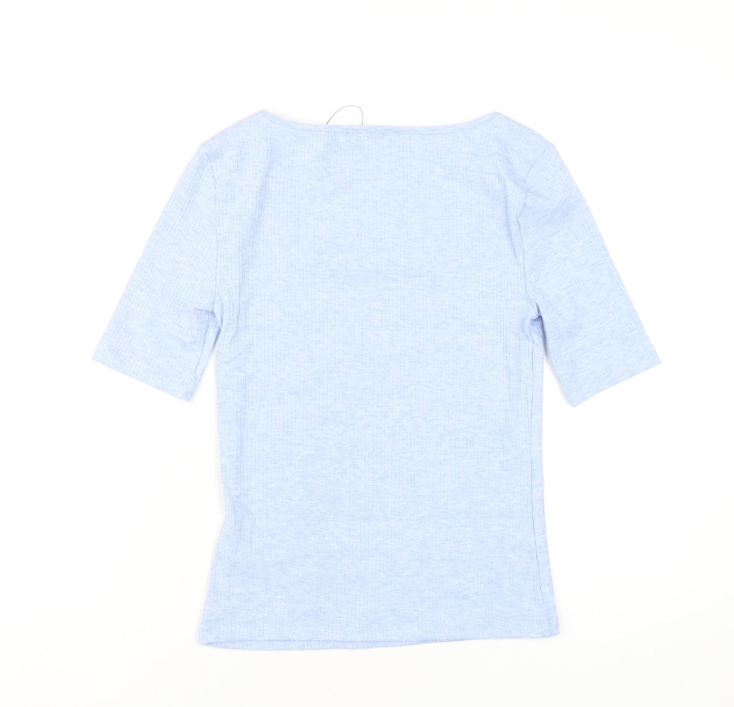 Marks and Spencer Womens Blue Polyester Basic T-Shirt Size 8 Square Neck