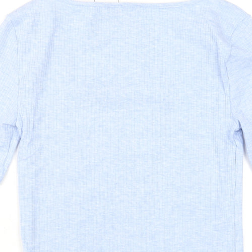 Marks and Spencer Womens Blue Polyester Basic T-Shirt Size 8 Square Neck