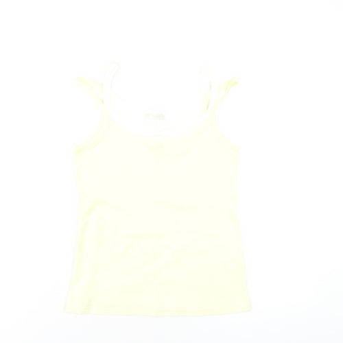 Marks and Spencer Womens Yellow Cotton Camisole Tank Size 10 Round Neck