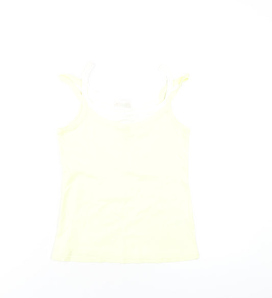 Marks and Spencer Womens Yellow Cotton Camisole Tank Size 10 Round Neck