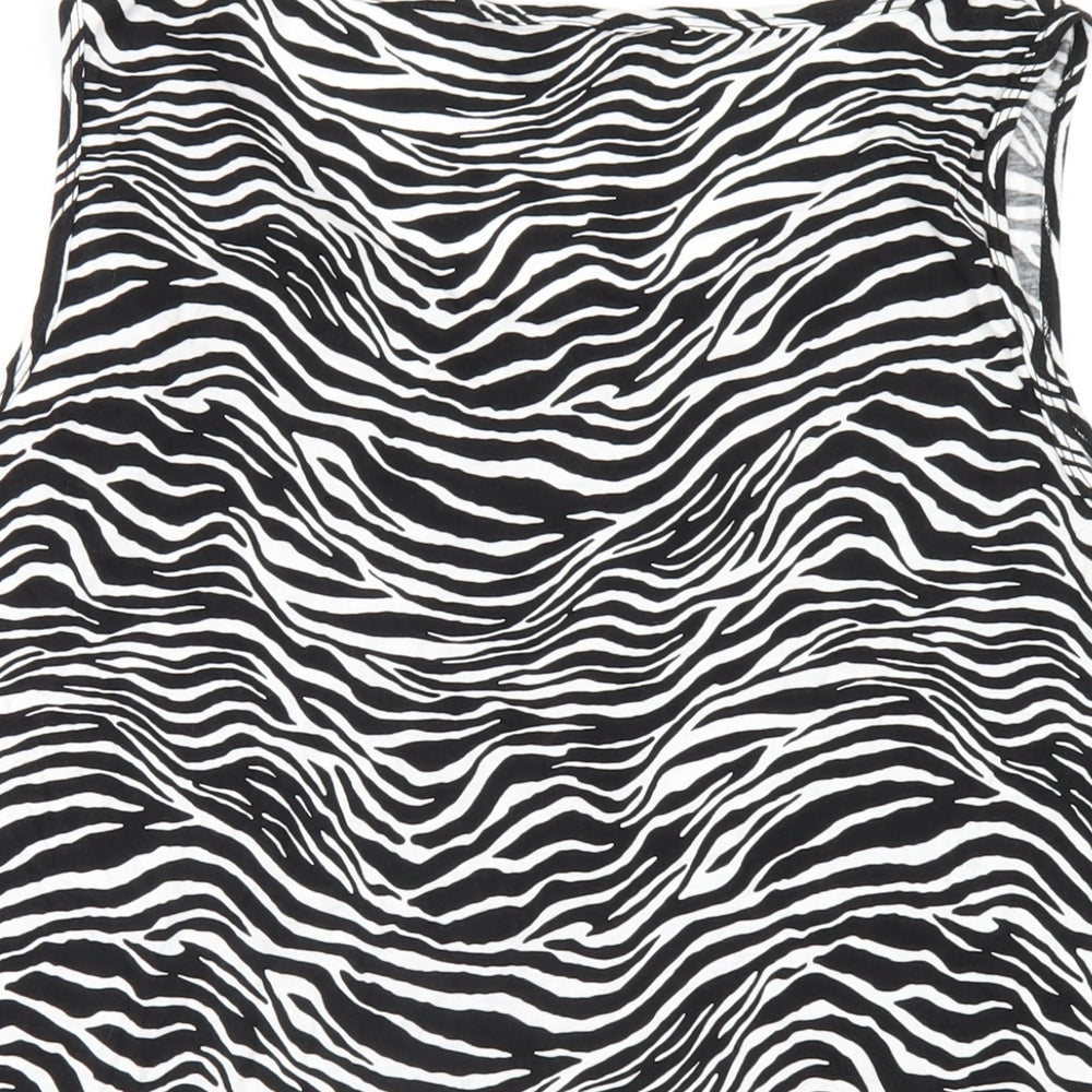 Dorothy Perkins Womens Black Animal Print Viscose Basic Tank Size 18 Scoop Neck