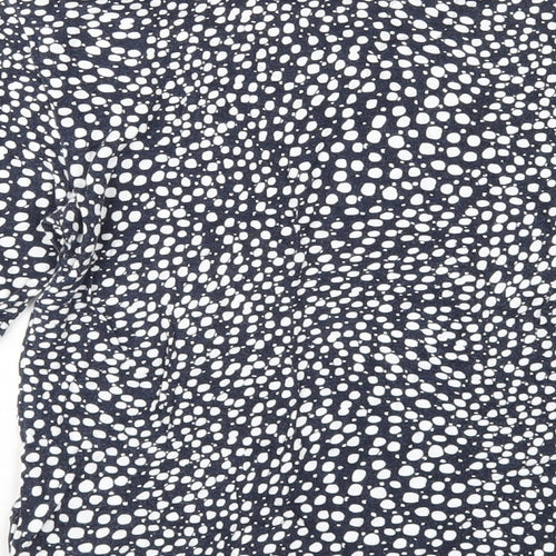 Marks and Spencer Womens Blue Geometric Viscose Basic T-Shirt Size 10 Round Neck