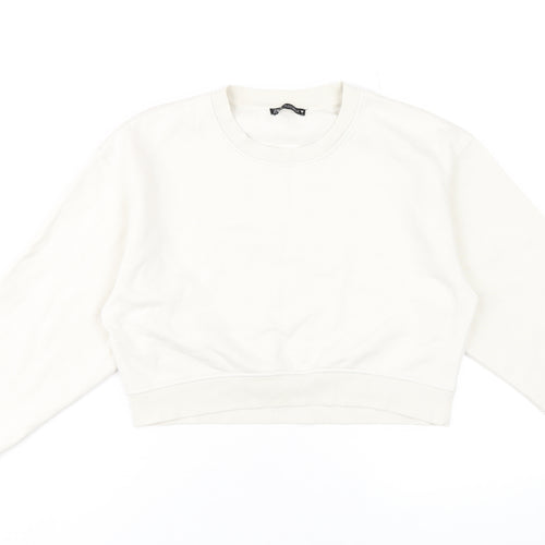 Zara Womens Beige Cotton Pullover Sweatshirt Size M Pullover