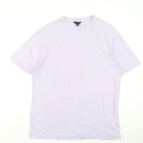 New Look Womens Purple Cotton Basic T-Shirt Size 14 Round Neck