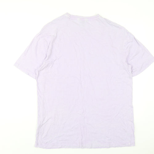 New Look Womens Purple Cotton Basic T-Shirt Size 14 Round Neck