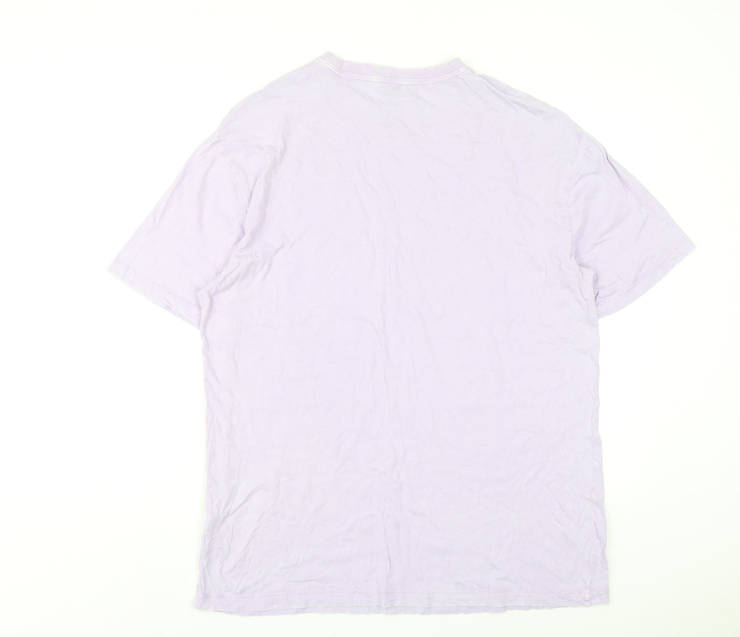 New Look Womens Purple Cotton Basic T-Shirt Size 14 Round Neck