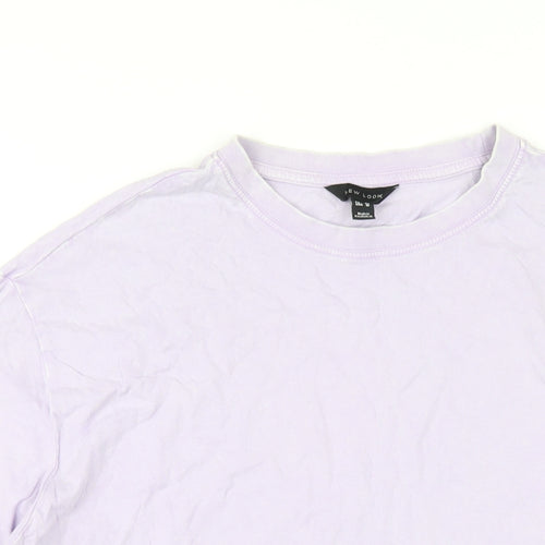 New Look Womens Purple Cotton Basic T-Shirt Size 14 Round Neck