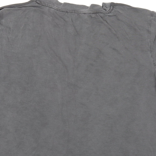 Zara Womens Grey Polyester Basic T-Shirt Size S V-Neck