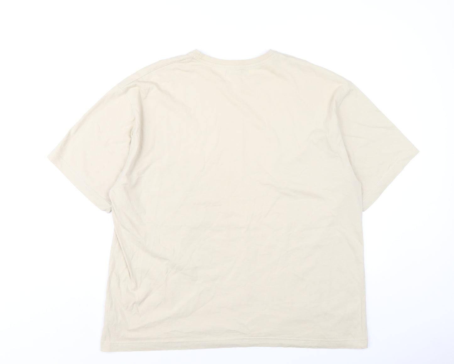 Dunnes Stores Mens Beige Cotton T-Shirt Size XL Round Neck