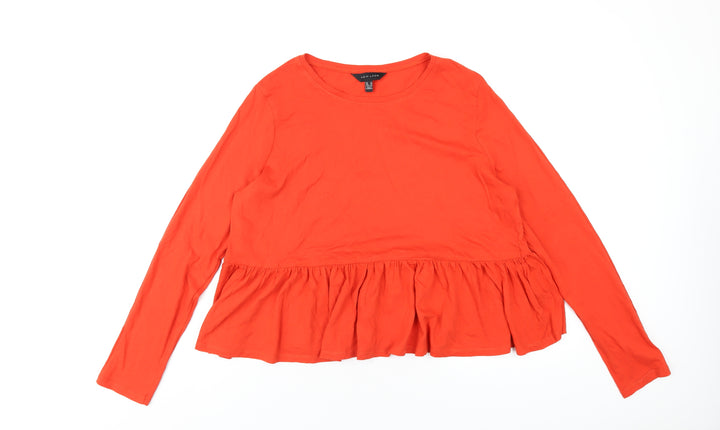 New Look Womens Orange Cotton Basic T-Shirt Size 14 Round Neck