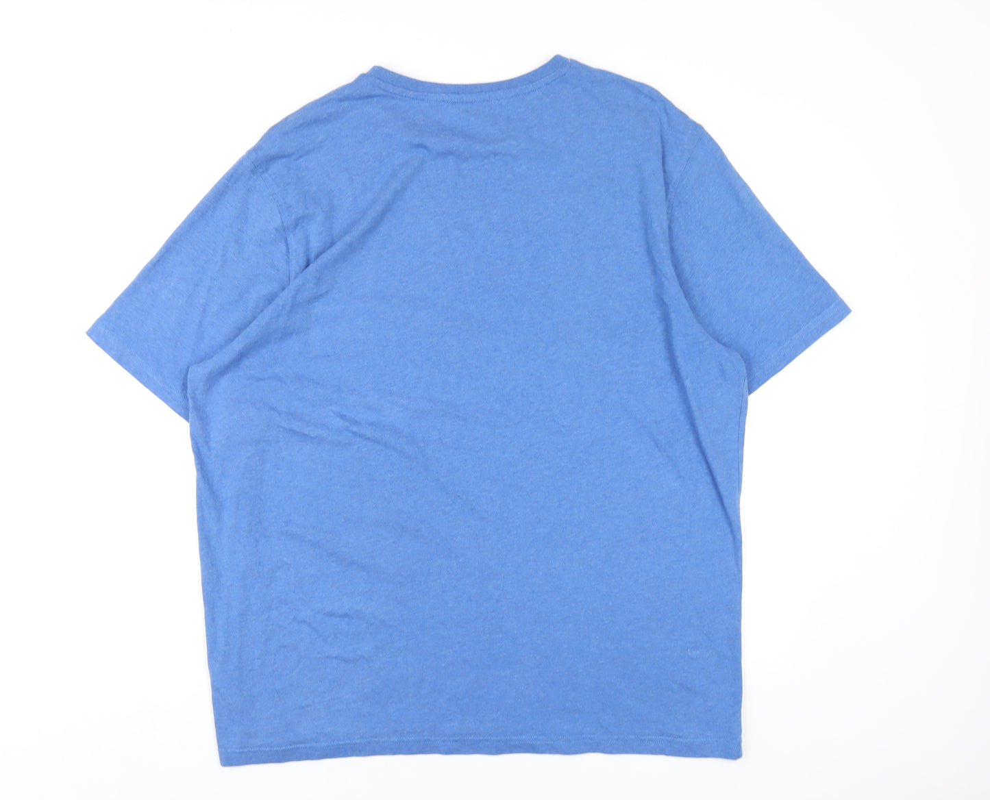 Marks and Spencer Mens Blue Cotton T-Shirt Size XL Round Neck