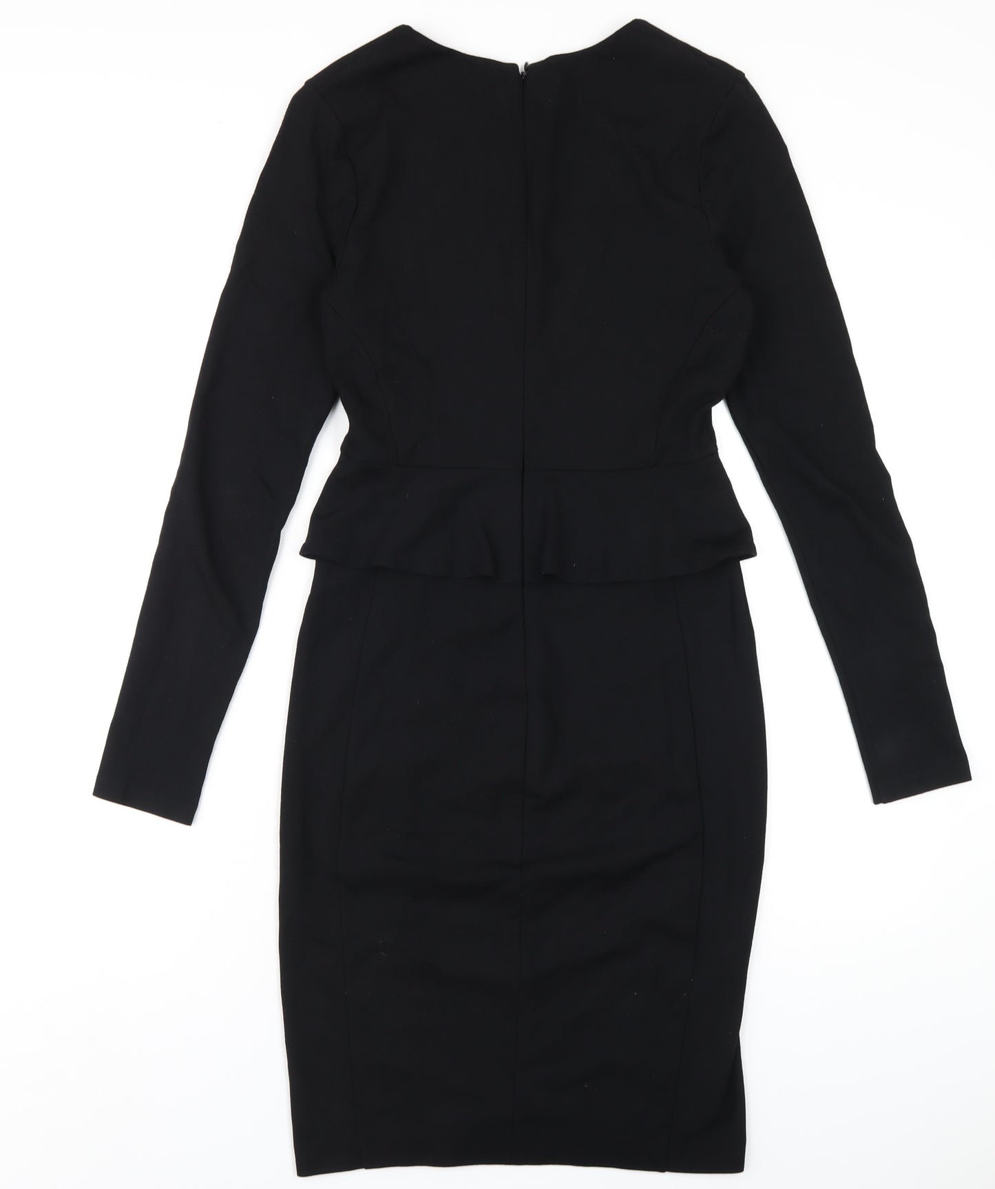 Seed Womens Black Viscose Pencil Dress Size S V-Neck Zip