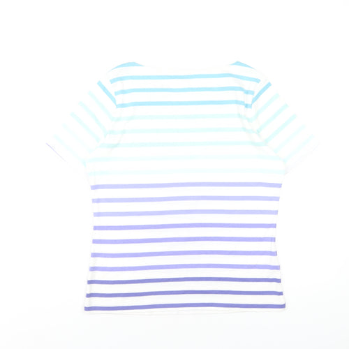 CC Womens Multicoloured Striped Cotton Basic T-Shirt Size M Round Neck