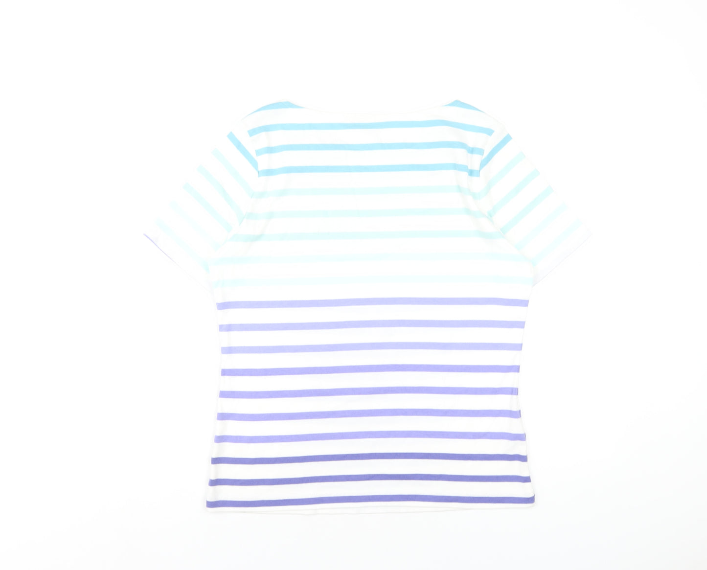 CC Womens Multicoloured Striped Cotton Basic T-Shirt Size M Round Neck