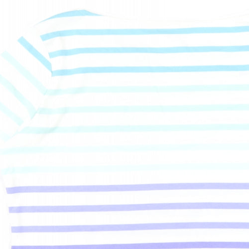 CC Womens Multicoloured Striped Cotton Basic T-Shirt Size M Round Neck