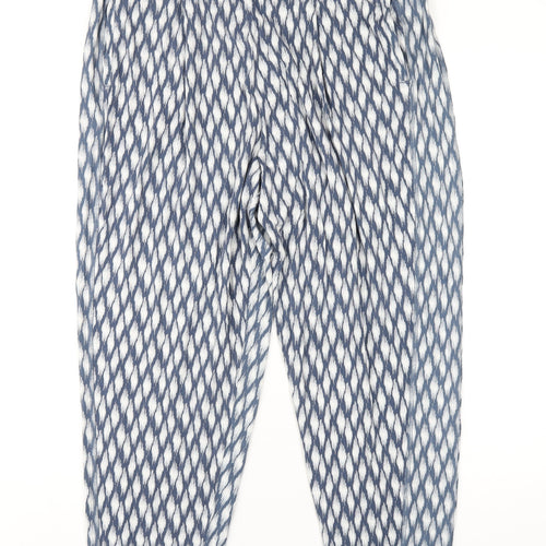 Marks and Spencer Womens Blue Geometric Viscose Trousers Size 18 L26 in Regular