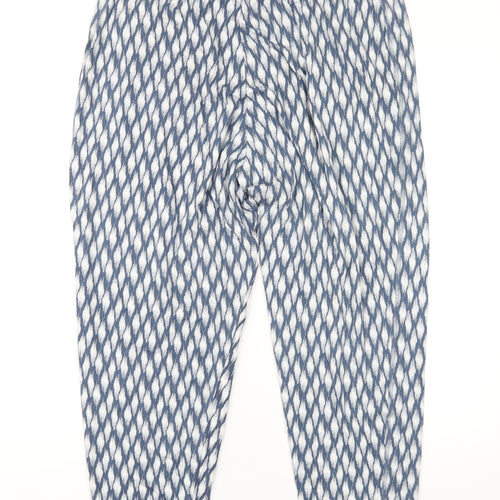 Marks and Spencer Womens Blue Geometric Viscose Trousers Size 18 L26 in Regular