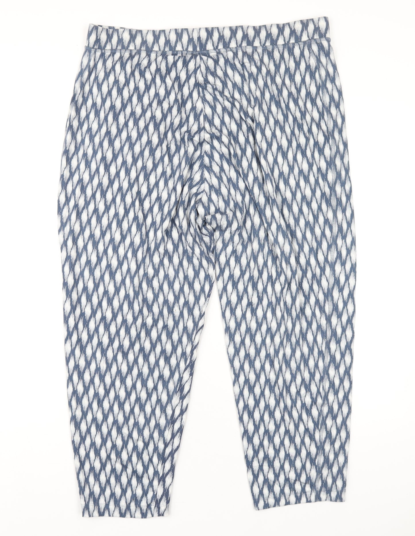 Marks and Spencer Womens Blue Geometric Viscose Trousers Size 18 L26 in Regular