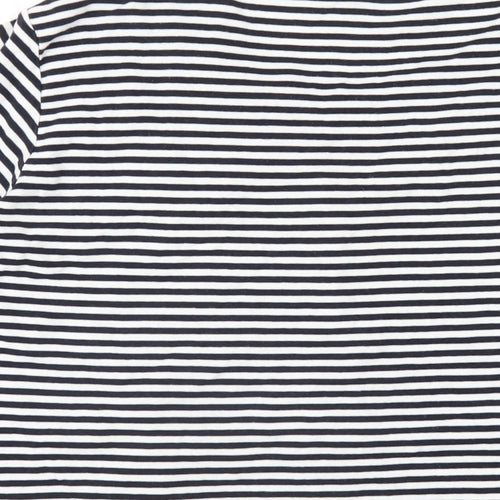 Joanna Hope Womens Blue Striped Cotton Basic T-Shirt Size 22 Round Neck