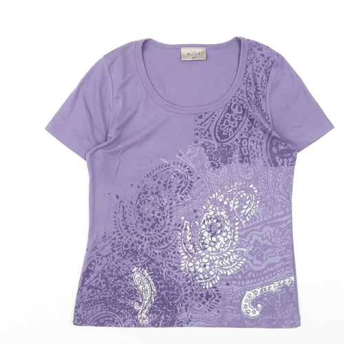 Ella J Womens Purple Polyester Basic T-Shirt Size M Roll Neck