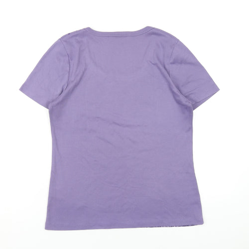 Ella J Womens Purple Polyester Basic T-Shirt Size M Roll Neck