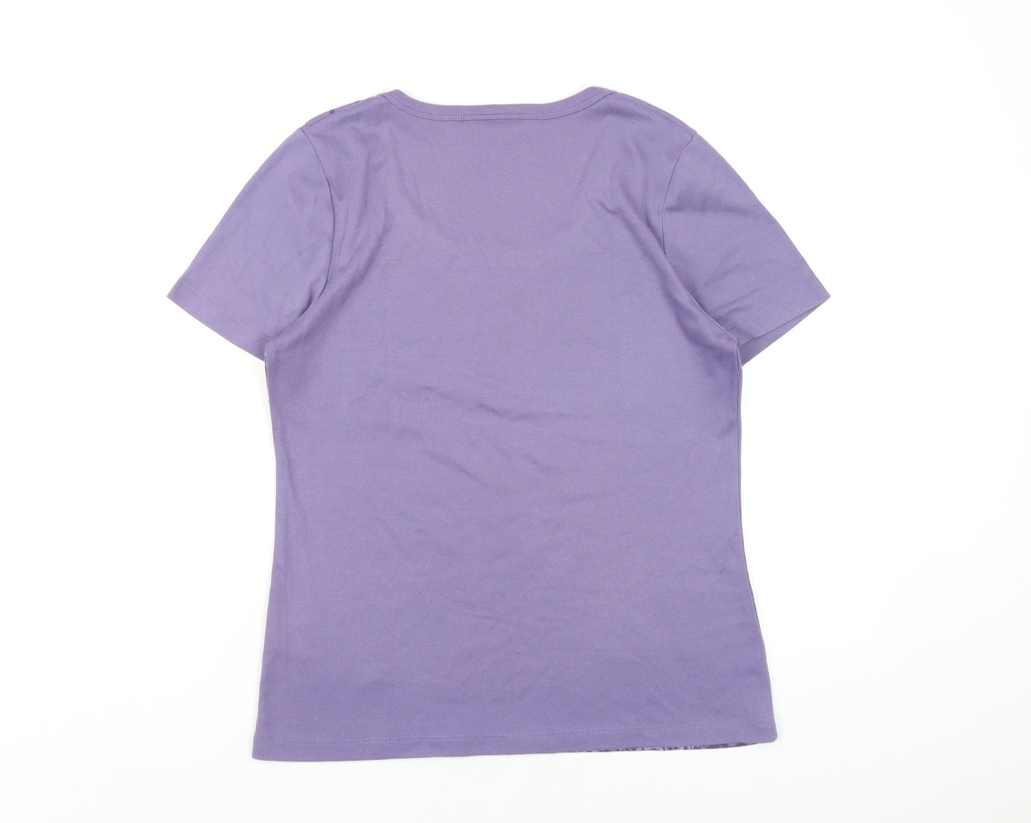 Ella J Womens Purple Polyester Basic T-Shirt Size M Roll Neck