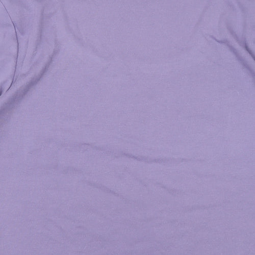 Ella J Womens Purple Polyester Basic T-Shirt Size M Roll Neck