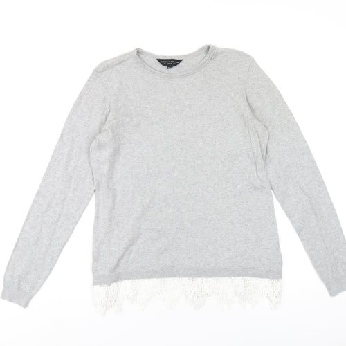 Dorothy Perkins Womens Grey Round Neck Cotton Pullover Jumper Size 12
