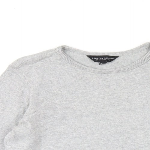 Dorothy Perkins Womens Grey Round Neck Cotton Pullover Jumper Size 12