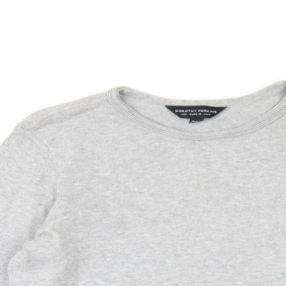 Dorothy Perkins Womens Grey Round Neck Cotton Pullover Jumper Size 12