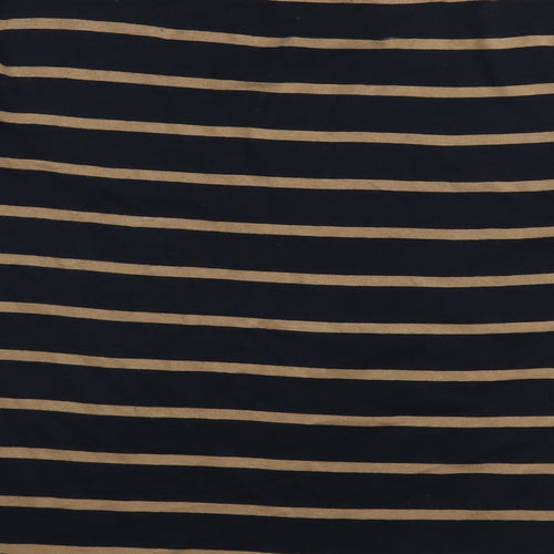 Marks and Spencer Womens Black Striped Polyester Jersey T-Shirt Size 18 Boat Neck